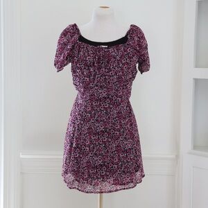 Floral Milkmaid Puff-sleeve Sundress Pink/Purple size small